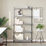 vidaXL Bibliotecă cu 5 niveluri gri sonoma 80x30x154 cm lemn prelucrat vidaXL Bibliotecă cu 5 niveluri gri sonoma 80x30x154 cm lemn prelucrat