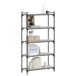 vidaXL Bibliotecă cu 5 niveluri gri sonoma 80x30x154 cm lemn prelucrat vidaXL Bibliotecă cu 5 niveluri gri sonoma 80x30x154 cm lemn prelucrat