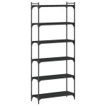 vidaXL Bibliotecă cu 6 niveluri, negru, 80x30x188 cm, lemn prelucrat vidaXL Bibliotecă cu 6 niveluri, negru, 80x30x188 cm, lemn prelucrat