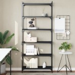 vidaXL Bibliotecă cu 6 niveluri, negru, 80x30x188 cm, lemn prelucrat vidaXL Bibliotecă cu 6 niveluri, negru, 80x30x188 cm, lemn prelucrat