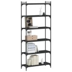 vidaXL Bibliotecă cu 6 niveluri, negru, 80x30x188 cm, lemn prelucrat vidaXL Bibliotecă cu 6 niveluri, negru, 80x30x188 cm, lemn prelucrat