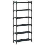 vidaXL Bibliotecă cu 6 niveluri, negru, 80x30x188 cm, lemn prelucrat vidaXL Bibliotecă cu 6 niveluri, negru, 80x30x188 cm, lemn prelucrat