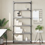 vidaXL Bibliotecă cu 6 niveluri gri sonoma 80x30x188 cm lemn prelucrat vidaXL Bibliotecă cu 6 niveluri gri sonoma 80x30x188 cm lemn prelucrat