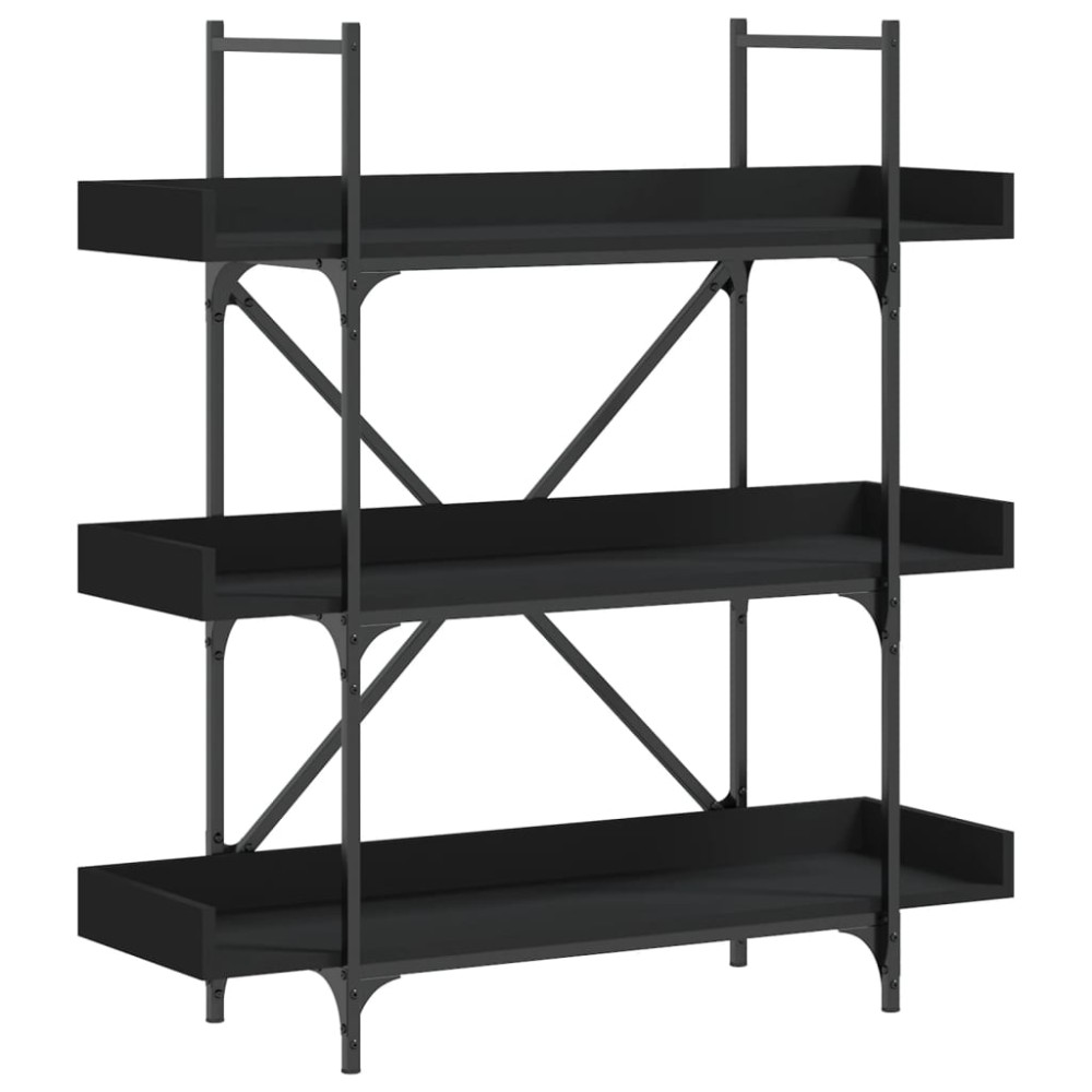 vidaXL Bibliotecă cu 3 niveluri, negru, 100x33x108,5 cm lemn prelucrat
