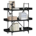 vidaXL Bibliotecă cu 3 niveluri, negru, 100x33x108,5 cm lemn prelucrat vidaXL Bibliotecă cu 3 niveluri, negru, 100x33x108,5 cm lemn prelucrat