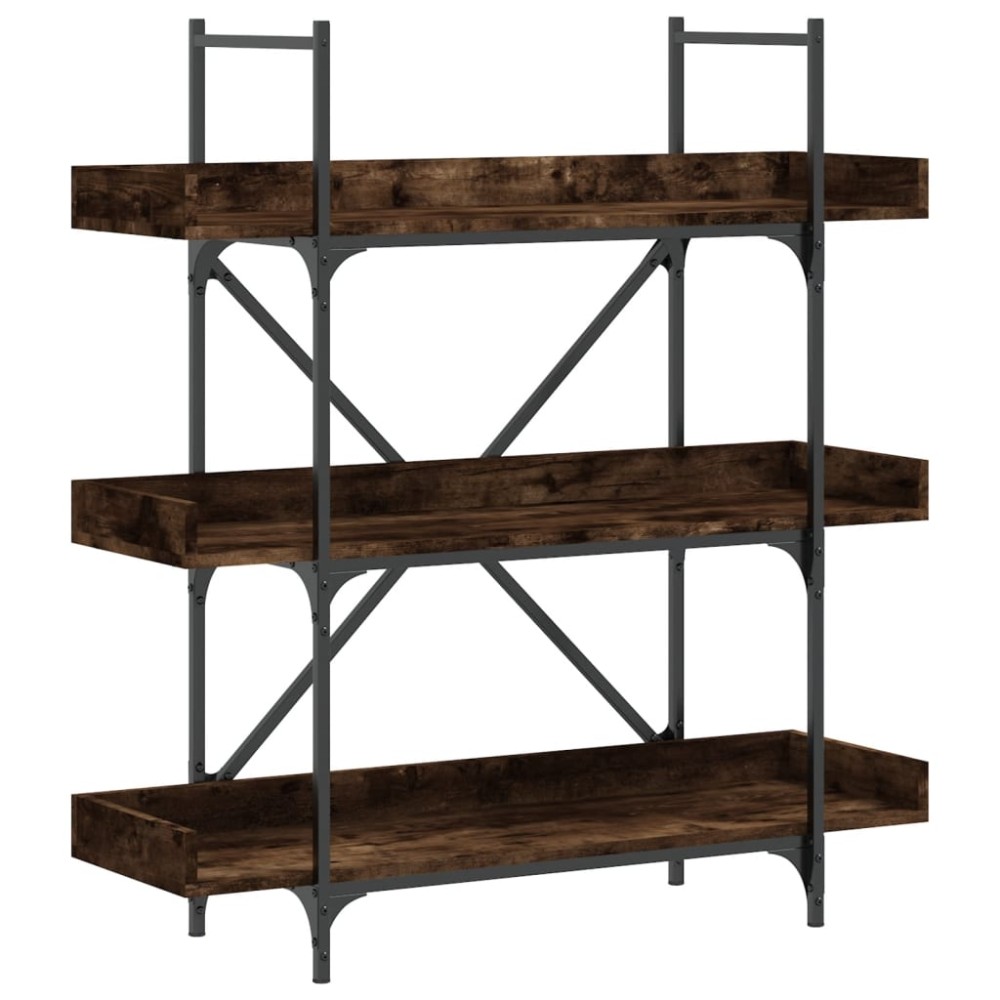 vidaXL Bibliotecă 3 niveluri, stejar fumuriu, 100x33x108,5 cm, lemn