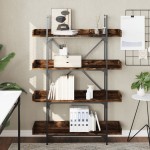 vidaXL Bibliotecă cu 4 niveluri, stejar fumuriu, 100x33x145,5 cm, lemn vidaXL Bibliotecă cu 4 niveluri, stejar fumuriu, 100x33x145,5 cm, lemn