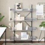 vidaXL Bibliotecă 4 niveluri gri sonoma 100x33x145,5 cm lemn prelucrat vidaXL Bibliotecă 4 niveluri gri sonoma 100x33x145,5 cm lemn prelucrat