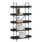 vidaXL Bibliotecă cu 5 niveluri, negru, 100x33x180,5 cm lemn prelucrat vidaXL Bibliotecă cu 5 niveluri, negru, 100x33x180,5 cm lemn prelucrat