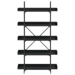 vidaXL Bibliotecă cu 5 niveluri, negru, 100x33x180,5 cm lemn prelucrat vidaXL Bibliotecă cu 5 niveluri, negru, 100x33x180,5 cm lemn prelucrat