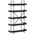 vidaXL Bibliotecă cu 5 niveluri, negru, 100x33x180,5 cm lemn prelucrat vidaXL Bibliotecă cu 5 niveluri, negru, 100x33x180,5 cm lemn prelucrat