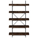 vidaXL Bibliotecă cu 5 niveluri, stejar fumuriu, 100x33x180,5 cm, lemn