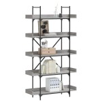 vidaXL Bibliotecă 5 niveluri gri sonoma 100x33x180,5 cm lemn compozit vidaXL Bibliotecă 5 niveluri gri sonoma 100x33x180,5 cm lemn compozit