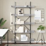 vidaXL Bibliotecă 5 niveluri gri sonoma 100x33x180,5 cm lemn compozit vidaXL Bibliotecă 5 niveluri gri sonoma 100x33x180,5 cm lemn compozit