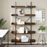 vidaXL Bibliotecă 5 niveluri stejar maro 100x33x180,5 cm lemn compozit vidaXL Bibliotecă 5 niveluri stejar maro 100x33x180,5 cm lemn compozit