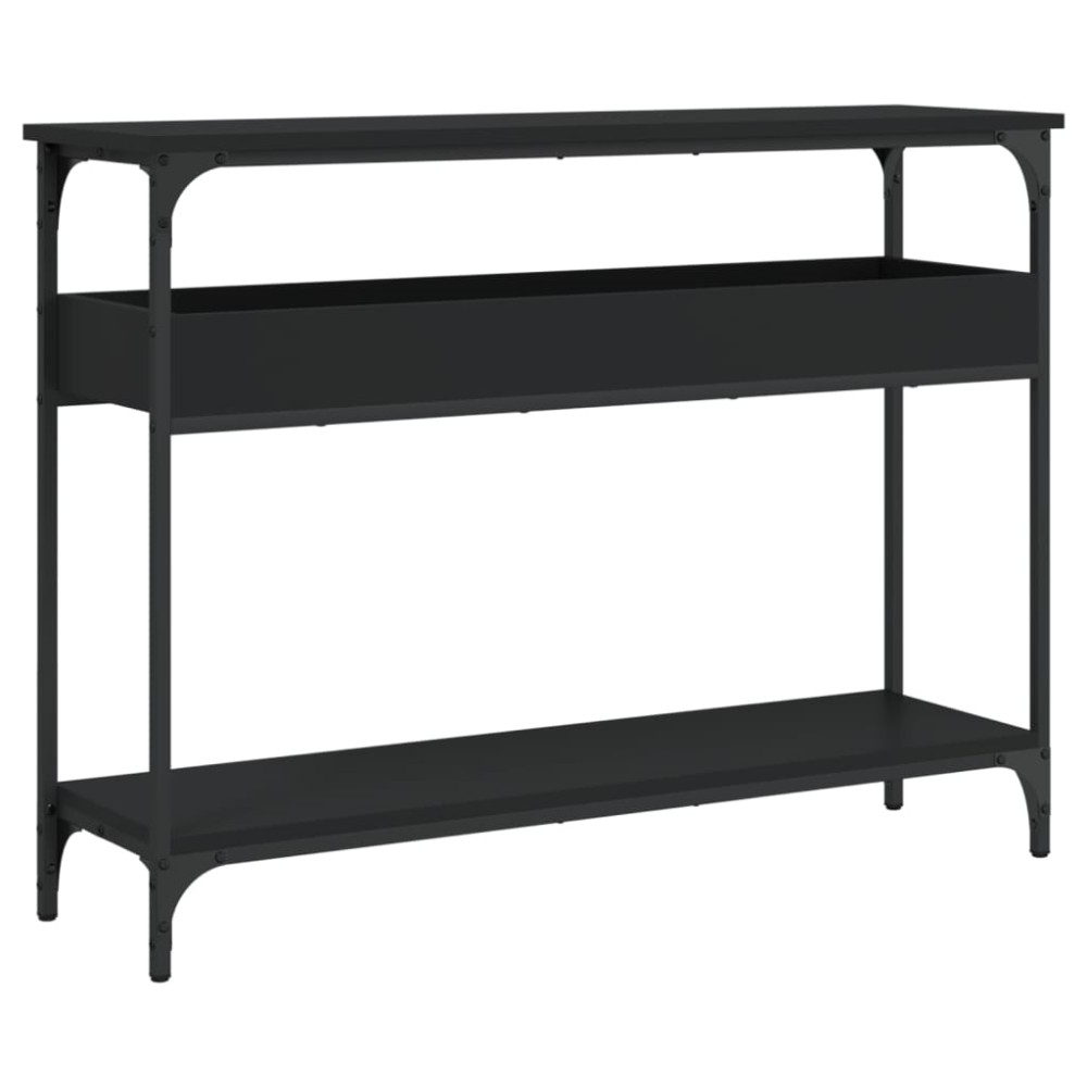 vidaXL Măsuță consolă cu raft, negru, 100x29x75 cm, lemn prelucrat