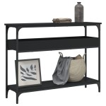 vidaXL Măsuță consolă cu raft, negru, 100x29x75 cm, lemn prelucrat vidaXL Măsuță consolă cu raft, negru, 100x29x75 cm, lemn prelucrat