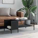 vidaXL Măsuță de cafea cu raft, negru, 100x51x40 cm, lemn