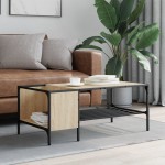 vidaXL Măsuță de cafea cu raft, stejar sonoma, 100x51x40 cm, lemn vidaXL Măsuță de cafea cu raft, stejar sonoma, 100x51x40 cm, lemn