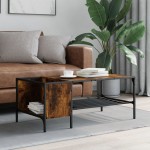 vidaXL Măsuță de cafea cu raft, stejar fumuriu, 100x51x40 cm, lemn vidaXL Măsuță de cafea cu raft, stejar fumuriu, 100x51x40 cm, lemn