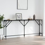 vidaXL Măsuță consolă, negru, 180x23x75 cm, lemn compozit vidaXL Măsuță consolă, negru, 180x23x75 cm, lemn compozit