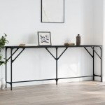 vidaXL Măsuță consolă, negru, 200x29x75 cm, lemn compozit vidaXL Măsuță consolă, negru, 200x29x75 cm, lemn compozit
