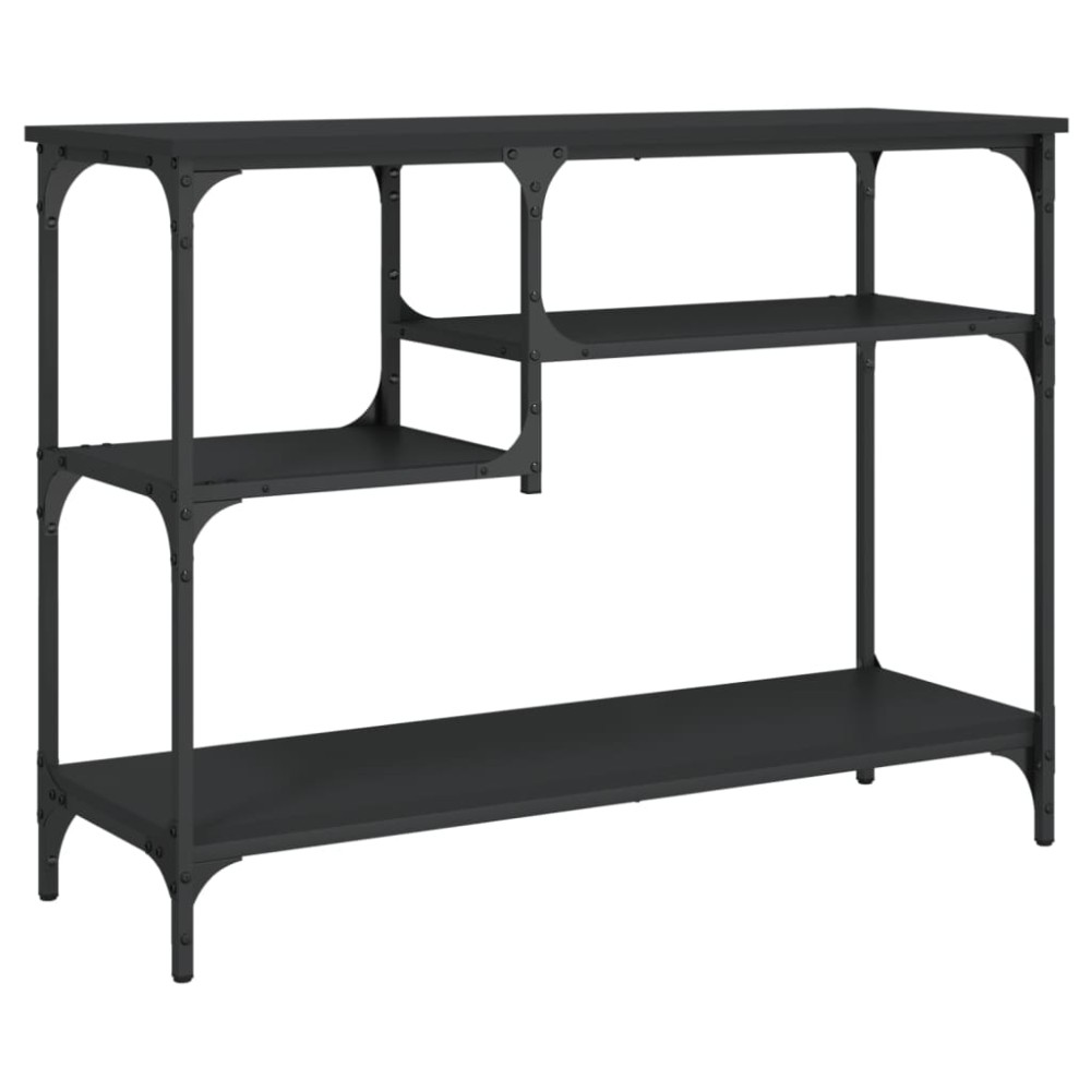 vidaXL Măsuță consolă cu rafturi, negru, 100x35x75 cm