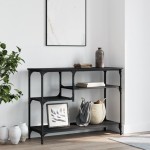 vidaXL Măsuță consolă cu rafturi, negru, 100x35x75 cm vidaXL Măsuță consolă cu rafturi, negru, 100x35x75 cm
