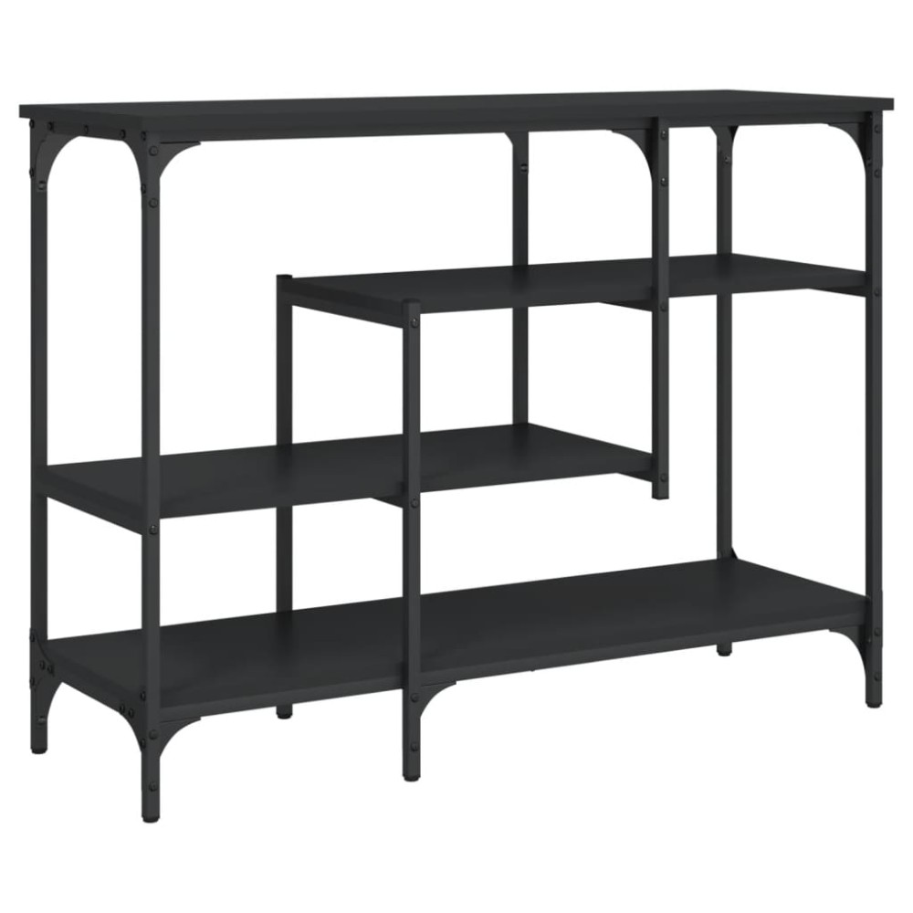 vidaXL Măsuță consolă cu rafturi, negru, 100x35x75 cm