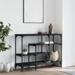vidaXL Măsuță consolă cu rafturi, negru, 100x35x75 cm vidaXL Măsuță consolă cu rafturi, negru, 100x35x75 cm