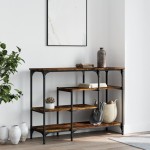 vidaXL Măsuță consolă cu rafturi, stejar fumuriu, 100x35x75 cm vidaXL Măsuță consolă cu rafturi, stejar fumuriu, 100x35x75 cm