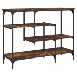vidaXL Măsuță consolă cu rafturi, stejar fumuriu, 100x35x75 cm vidaXL Măsuță consolă cu rafturi, stejar fumuriu, 100x35x75 cm