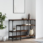 vidaXL Măsuță consolă cu rafturi, stejar maro, 100x35x75 cm vidaXL Măsuță consolă cu rafturi, stejar maro, 100x35x75 cm