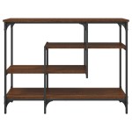 vidaXL Măsuță consolă cu rafturi, stejar maro, 100x35x75 cm vidaXL Măsuță consolă cu rafturi, stejar maro, 100x35x75 cm