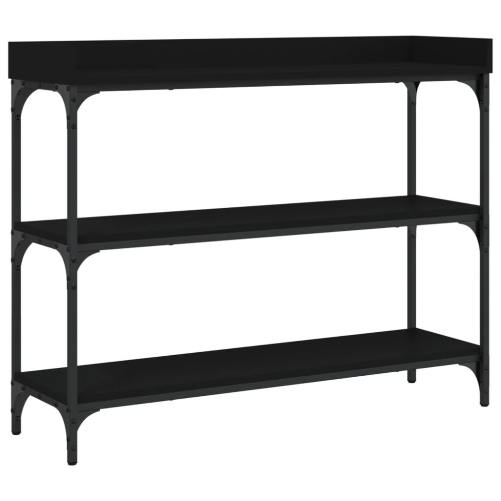 vidaXL Măsuță consolă cu rafturi, negru, 100x30x80 cm
