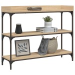 vidaXL Măsuță consolă cu rafturi, stejar sonoma, 100x30x80 cm vidaXL Măsuță consolă cu rafturi, stejar sonoma, 100x30x80 cm
