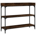 vidaXL Măsuță consolă cu rafturi, stejar fumuriu, 100x30x80 cm vidaXL Măsuță consolă cu rafturi, stejar fumuriu, 100x30x80 cm