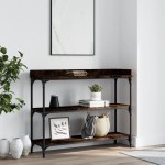 vidaXL Măsuță consolă cu rafturi, stejar fumuriu, 100x30x80 cm vidaXL Măsuță consolă cu rafturi, stejar fumuriu, 100x30x80 cm