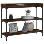vidaXL Măsuță consolă cu rafturi, stejar fumuriu, 100x30x80 cm vidaXL Măsuță consolă cu rafturi, stejar fumuriu, 100x30x80 cm