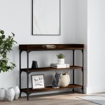 vidaXL Măsuță consolă cu rafturi, stejar maro, 100x30x80 cm vidaXL Măsuță consolă cu rafturi, stejar maro, 100x30x80 cm