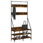 vidaXL Suport de haine cu raft de pantofi stejar fumuriu, 90x34x184 cm vidaXL Suport de haine cu raft de pantofi stejar fumuriu, 90x34x184 cm