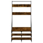 vidaXL Suport de haine cu raft de pantofi stejar fumuriu, 90x34x184 cm vidaXL Suport de haine cu raft de pantofi stejar fumuriu, 90x34x184 cm