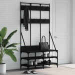 vidaXL Suport de haine cu raft de pantofi, negru, 100x40x184 cm vidaXL Suport de haine cu raft de pantofi, negru, 100x40x184 cm