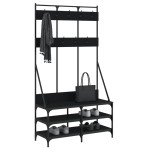 vidaXL Suport de haine cu raft de pantofi, negru, 100x40x184 cm vidaXL Suport de haine cu raft de pantofi, negru, 100x40x184 cm