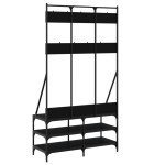 vidaXL Suport de haine cu raft de pantofi, negru, 100x40x184 cm vidaXL Suport de haine cu raft de pantofi, negru, 100x40x184 cm