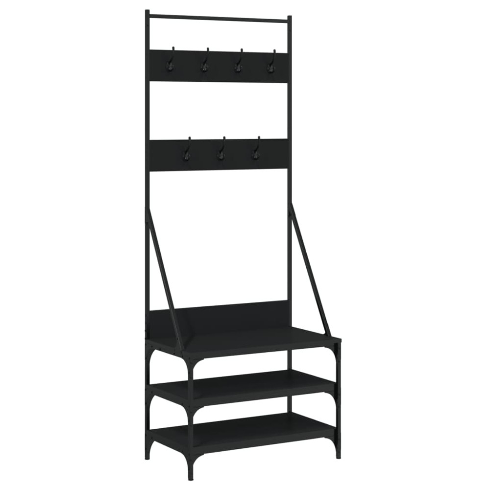 vidaXL Suport de haine cu raft de pantofi, negru, 70x40x184 cm