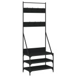 vidaXL Suport de haine cu raft de pantofi, negru, 70x40x184 cm vidaXL Suport de haine cu raft de pantofi, negru, 70x40x184 cm