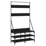 vidaXL Suport de haine cu raft de pantofi, negru, 100x40x184 cm vidaXL Suport de haine cu raft de pantofi, negru, 100x40x184 cm