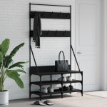vidaXL Suport de haine cu raft de pantofi, negru, 100x40x184 cm vidaXL Suport de haine cu raft de pantofi, negru, 100x40x184 cm