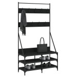 vidaXL Suport de haine cu raft de pantofi, negru, 100x40x184 cm vidaXL Suport de haine cu raft de pantofi, negru, 100x40x184 cm